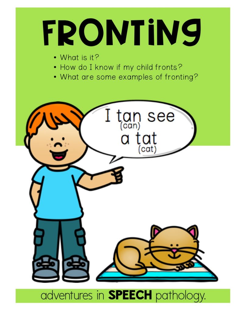 What is fronting in speech therapy?