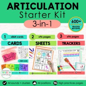 articulation starter kit articulation cards & homework for speech therapy