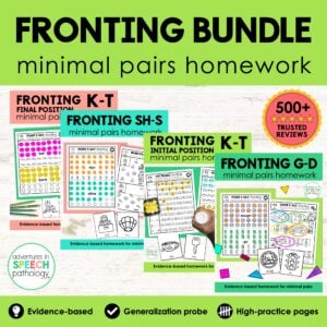 fronting minimal pairs homework | speech therapy – bundle