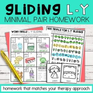 Gliding Minimal Pairs Homework | L-Y Words | Speech Therapy