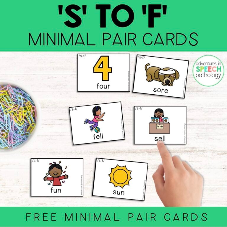 Free S to F Minimal Pair Cards for Therapy