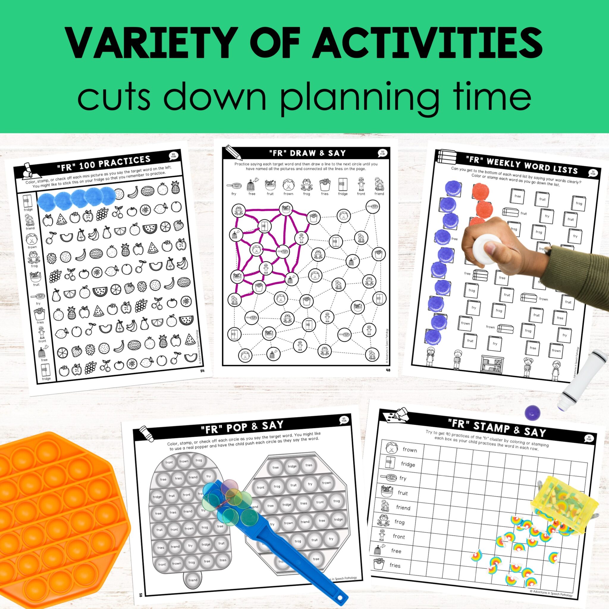 FR Cluster Speech Therapy Activities Pack