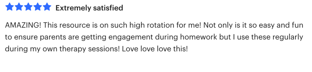 Positive review for a speech therapy resource