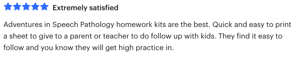 Positive review for a speech therapy resource