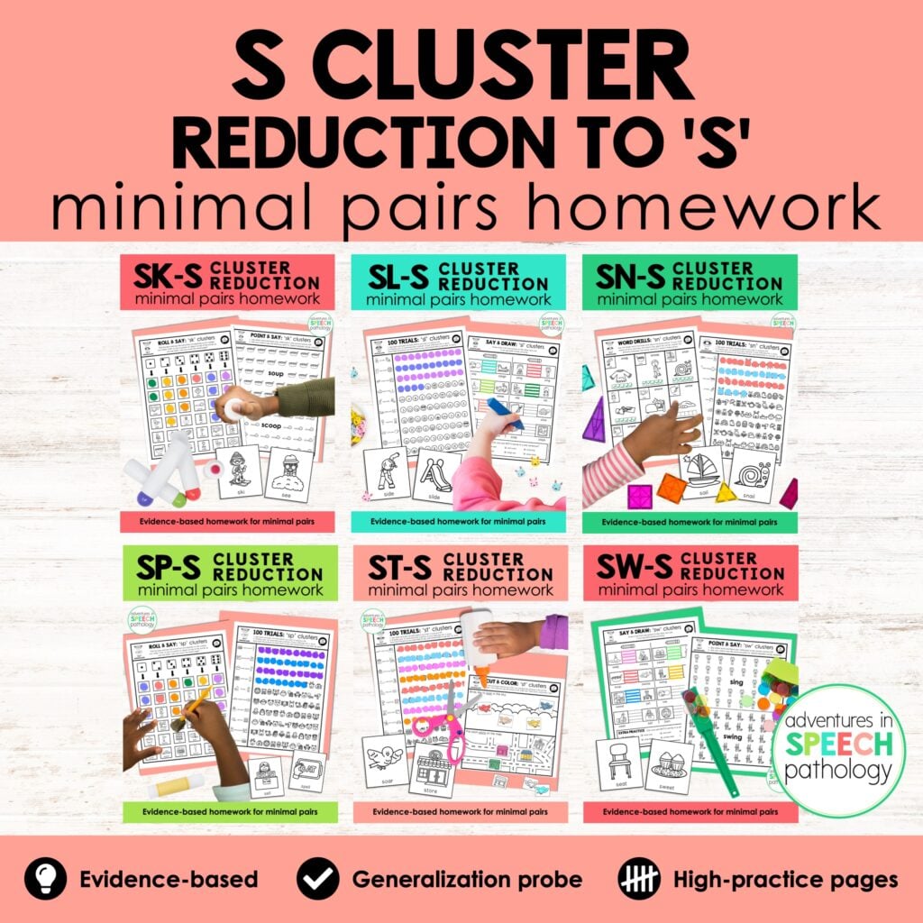S Blend Cluster Reduction to 's' Minimal Pairs Homework – BUNDLE ...