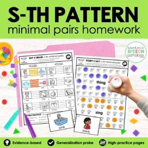 s and th minimal pairs homework | speech therapy