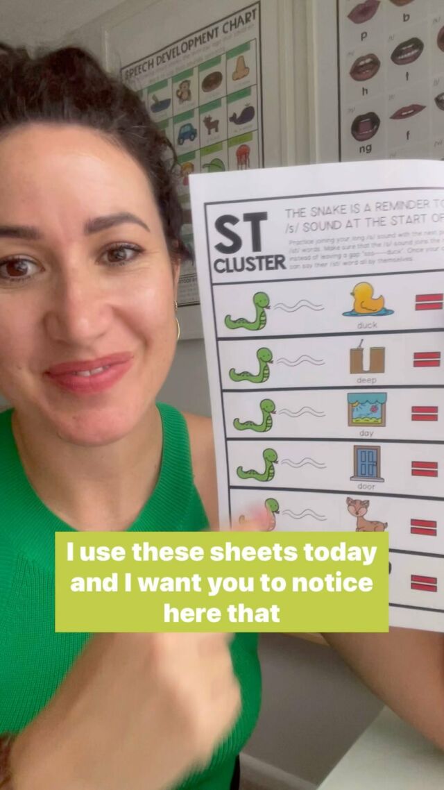 This also works for /sp/ clusters! Say this out loud: “s…bin”.. 
and for /sk/ clusters try: “s…guy”.

When you said those, did you say “spin” and “sky” more naturally???

SHEET: From the S Cluster Help Sheets packet - by Adventures in Speech Pathology 👌🏻

#speechsounddisorders #speechdelay #preschoolslp #schoolslp #adventuresinspeechpathology