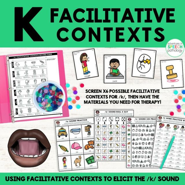 What a game changer incorporating facilitative concepts can be for your students!!

If you’ve ever struggled to elicit a /k/, try these carefully chosen words to see if they can facilitate a correct production!

#speechdelay #speechdelaykids #articulationtherapy #preschoolslp #schoolslp #adventuresinspeechpathology